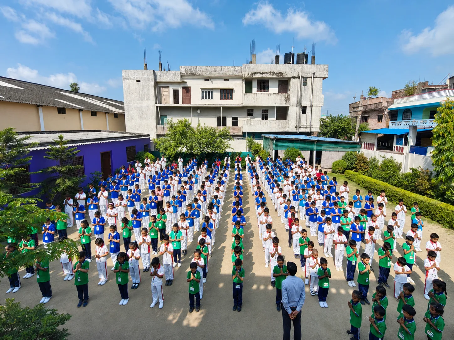Students gathered for morning assembly